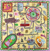 GRAYSON PERRY (BRITISH B.1960) SILK SCARF 'TAKE A TOUR THROUGH THE HISTORY OF MODERN ART', MODERN