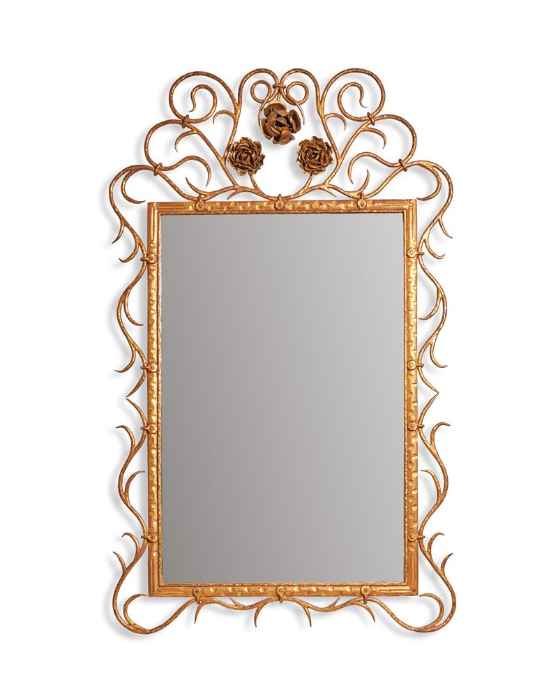 A GILDED WROUGHT IRON MIRROR, 20TH CENTURY - Bild 2 aus 3