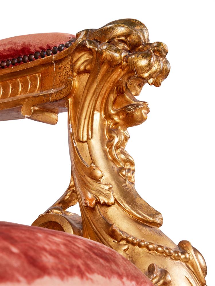 AN ITALIAN GILTWOOD OPEN ARMCHAIR, ROME, 19TH CENTURY - Image 4 of 5