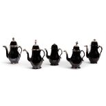 A GROUP OF FIVE LOW COUNTRIES BLACK GLAZED POTTERY, (TERRE DE NAMUR)