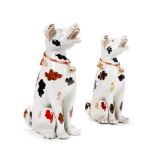 TWO SIMILAR ARITA STYLE PORCELAIN DOGS IN 17TH CENTURY STYLE, OF EDME SAMSON TYPE