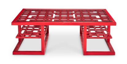 A RED PAINTED 'SHIGA' COFFEE TABLE