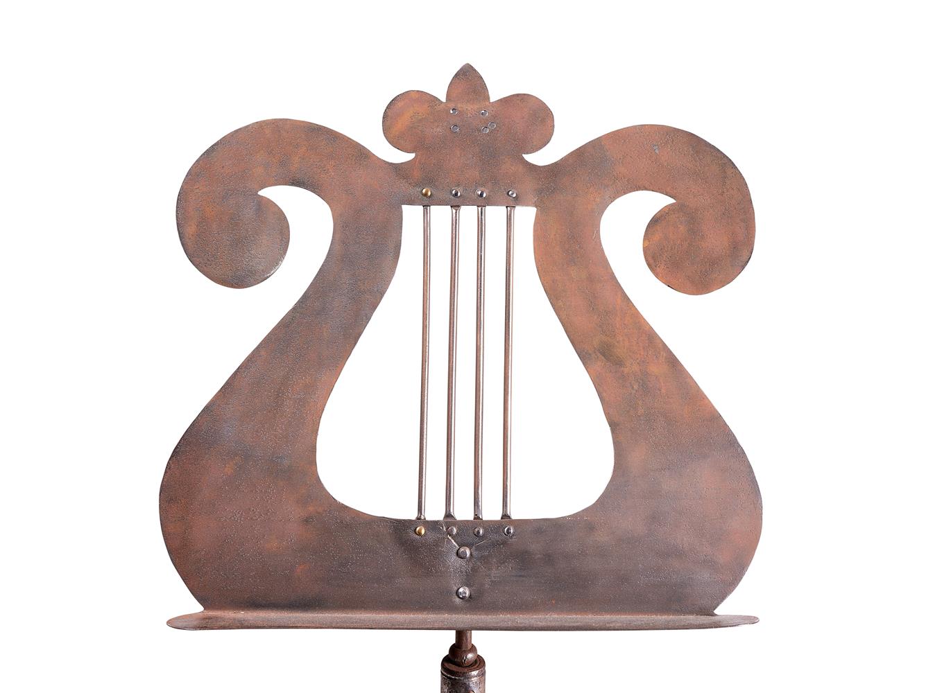 A PAIR OF STEEL AND CAST IRON MUSIC STANDS,SECOND HALF 19TH CENTURY AND LATER - Image 2 of 2