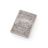 A WILLIAM IV SILVER RECTANGUALR DOUBLE SIDED CASTLE TOP CARD CASE, TAYLOR & PERRY, BIRMINGHAM 1835