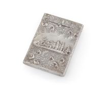A WILLIAM IV SILVER RECTANGUALR DOUBLE SIDED CASTLE TOP CARD CASE, TAYLOR & PERRY, BIRMINGHAM 1835