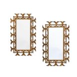 A PAIR OF GILT METAL MIRRORS, CIRCA 1950s , POSSIBLY SPANISH