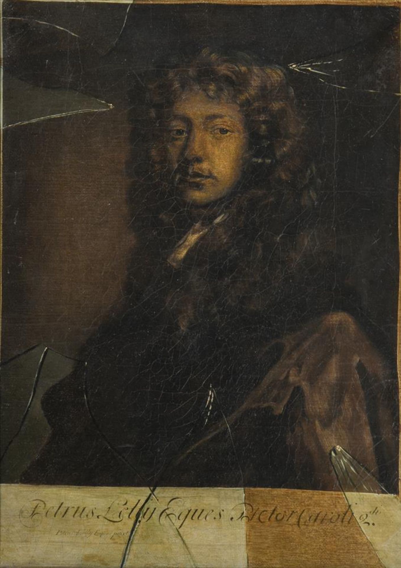 DUTCH SCHOOL (18TH CENTURY) A TROMPE L'OEIL AFTER AN ENGRAVED PORTRAIT OF SIR PETER LELY - Image 2 of 3