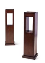 A PAIR OF HARDWOOD PEDESTALS OF RECENT MANUFACTURE