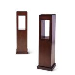 A PAIR OF HARDWOOD PEDESTALS OF RECENT MANUFACTURE