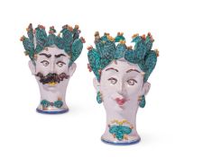 A PAIR OF CALTAGIRONE MAIOLICA VASES BY ANTONIO IUDICI