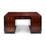 Y AN ART DECO MACASSAR EBONY PARTNERS DESK, PROBABLY FRENCH, CIRCA 1930