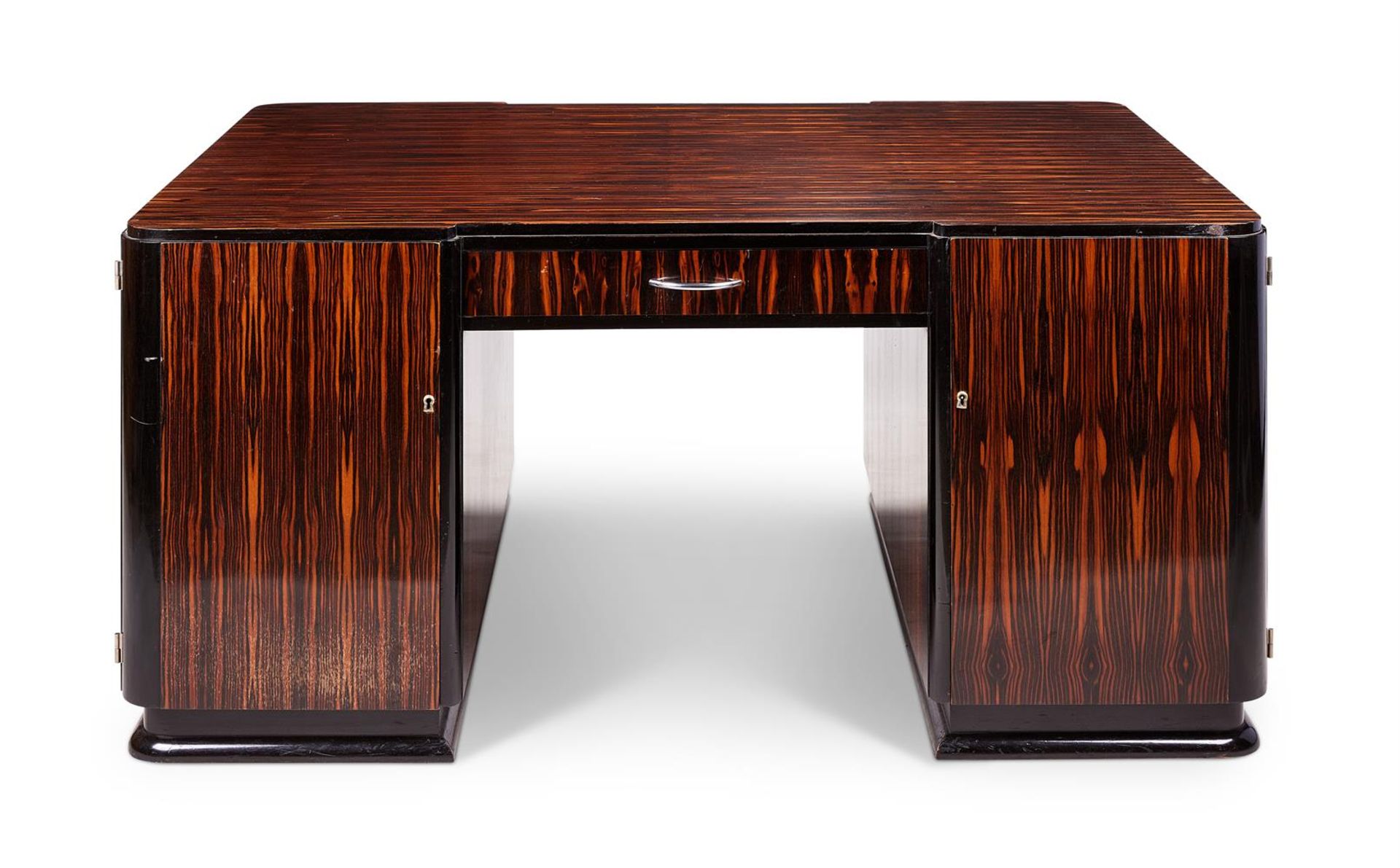 Y AN ART DECO MACASSAR EBONY PARTNERS DESK, PROBABLY FRENCH, CIRCA 1930