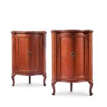 A PAIR OF ITALIAN WALNUT CORNER CUPBOARDS, PROBABLY VENETIAN