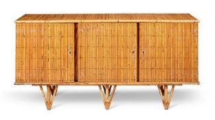 A BAMBOO AND RATTAN SIDE CABINET CIRCA 1960s
