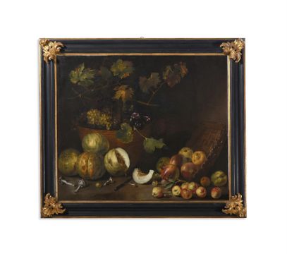 NEAPOLITAN SCHOOL (17TH CENTURY), STILL LIVES WITH VINES, MELONS, AND OTHER FRUIT (2)