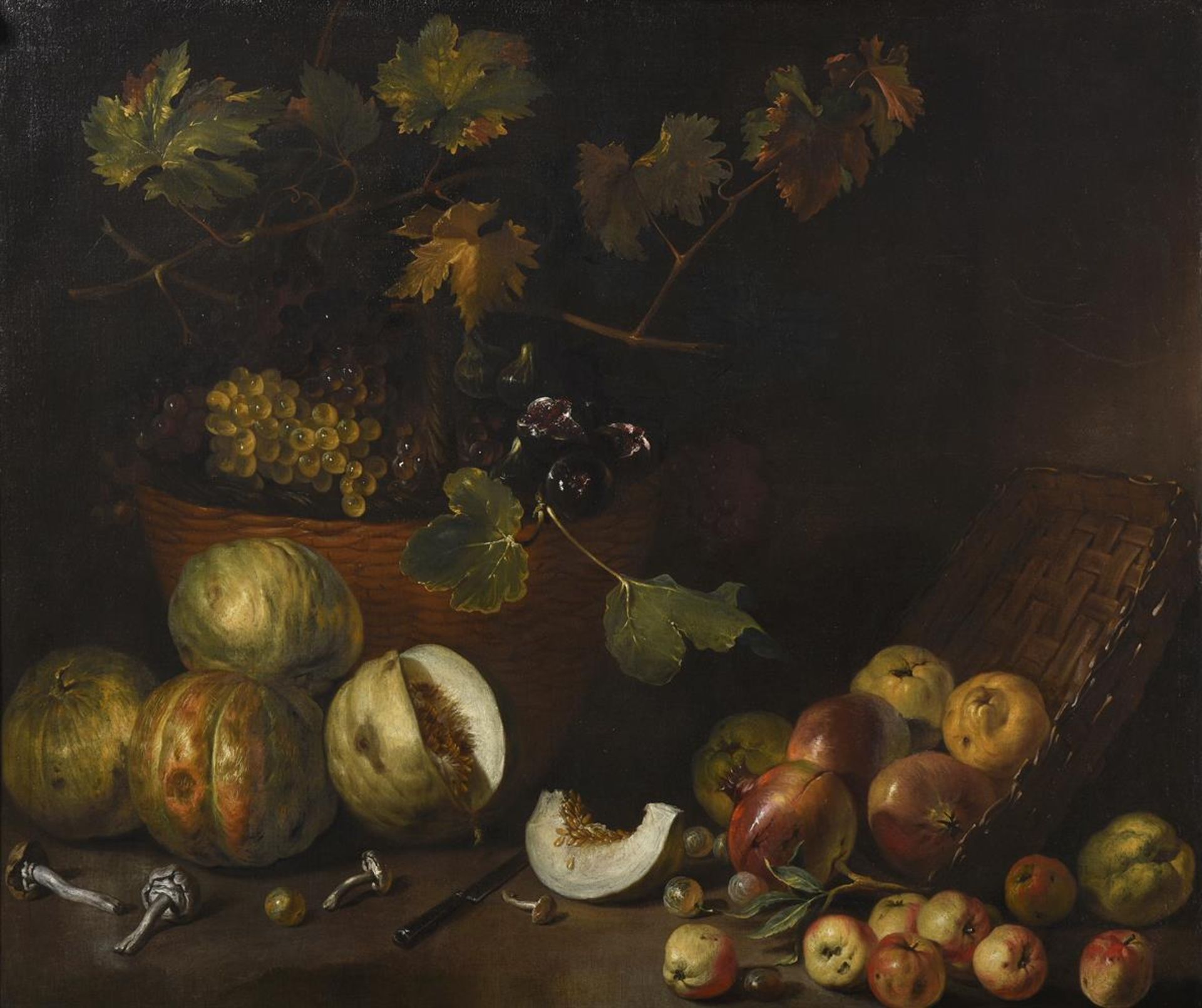 NEAPOLITAN SCHOOL (17TH CENTURY), STILL LIVES WITH VINES, MELONS, AND OTHER FRUIT (2) - Bild 3 aus 9