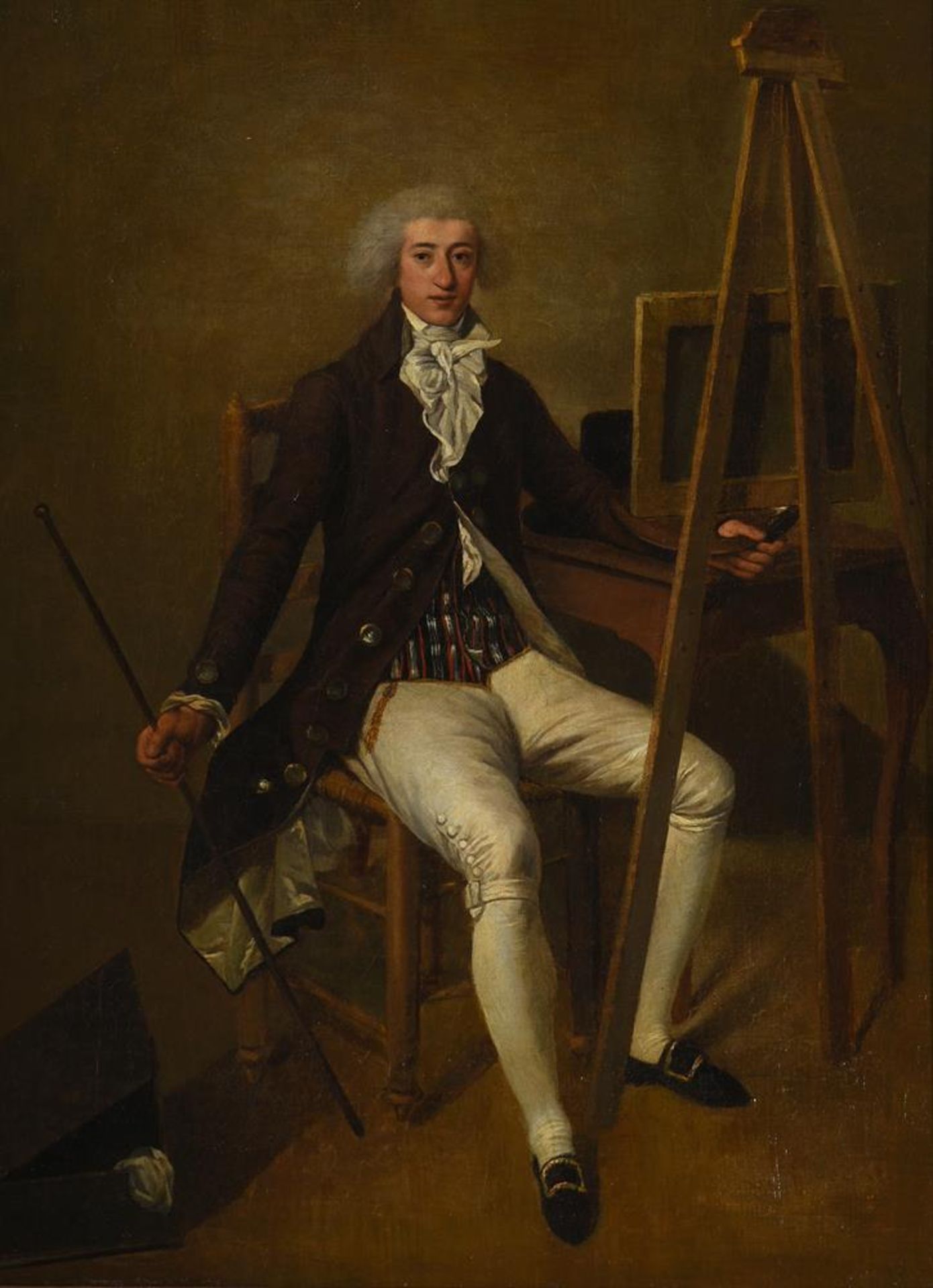 ATTRIBUTED TO FRANCESCO ANTONIO CERONI (ACTIVE CIRCA 1794), A PORTRAIT OF AN ARTIST AT HIS EASEL - Image 2 of 3