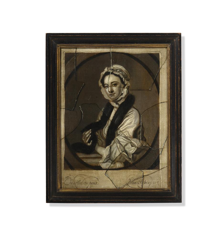 AFTER THOMAS HUDSON, TROMPE L'OEIL WITH A PORTRAIT OF MRS. JOHN FABER