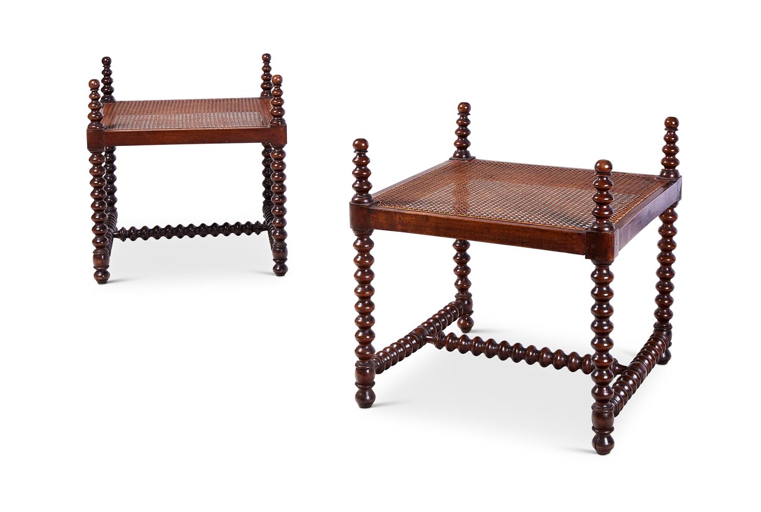 A PAIR OF VICTORIAN BOBBIN TURNED WALNUT SIDE TABLES, SECOND HALF 19TH CENTURY