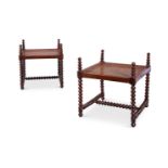 A PAIR OF VICTORIAN BOBBIN TURNED WALNUT SIDE TABLES, SECOND HALF 19TH CENTURY