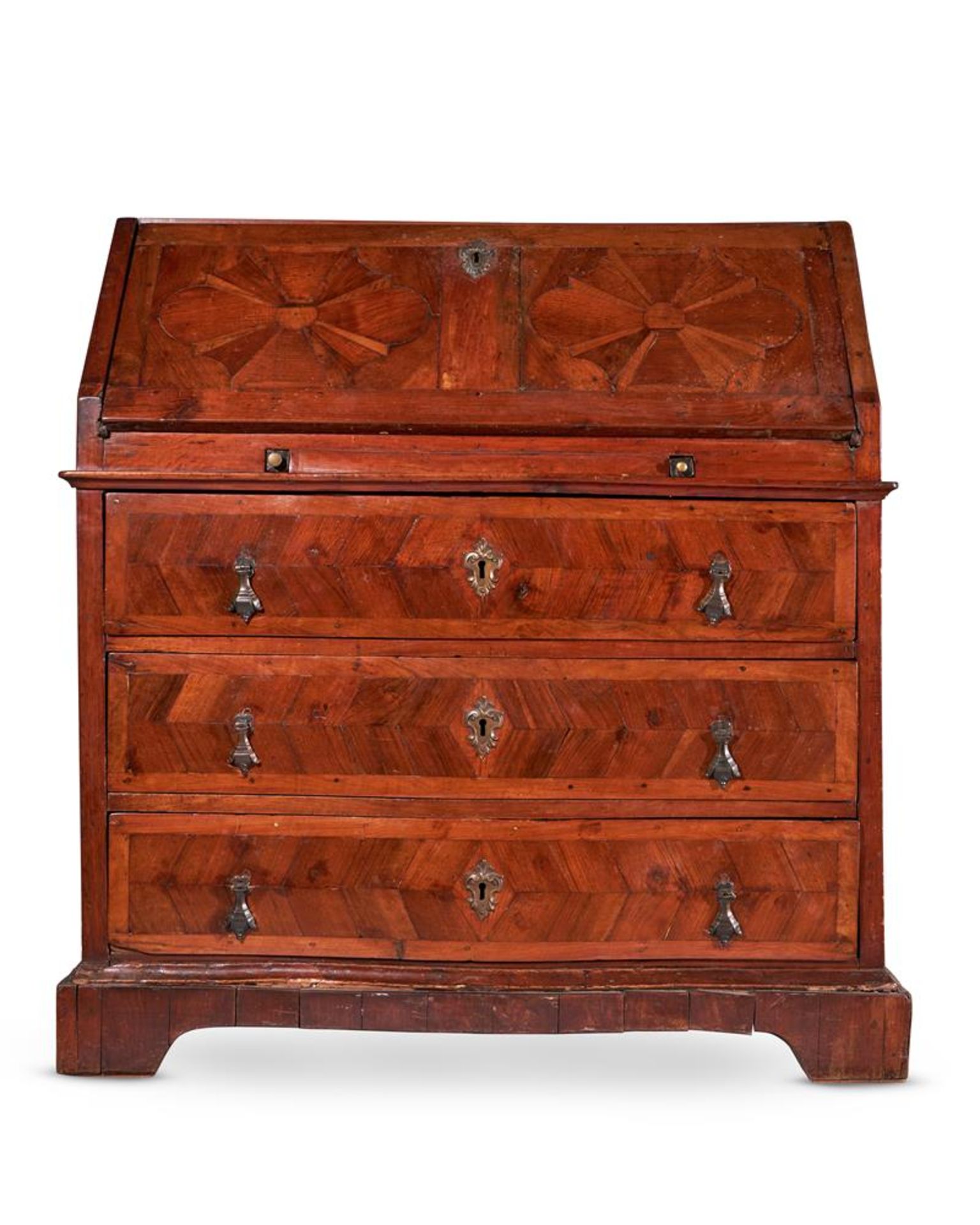 A CROSSBANDED WALNUT BUREAU NORTH ITALIAN, MID 18TH CENTURY