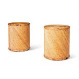 A PAIR OF BAMBOO CYLINDRICAL TABLES CIRCA 1970s