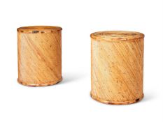 A PAIR OF BAMBOO CYLINDRICAL TABLES CIRCA 1970s