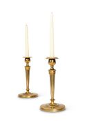 A PAIR OF EMPIRE REVIVAL GILT BRONZE CANDLESTICKS, LATE 19TH CENTURY