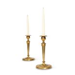 A PAIR OF EMPIRE REVIVAL GILT BRONZE CANDLESTICKS, LATE 19TH CENTURY