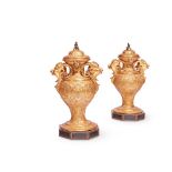 A PAIR OF ITALIAN NEOCLASSICAL GILTWOOD VASES, FLORENCE, SECOND HALF 19TH CENTURY