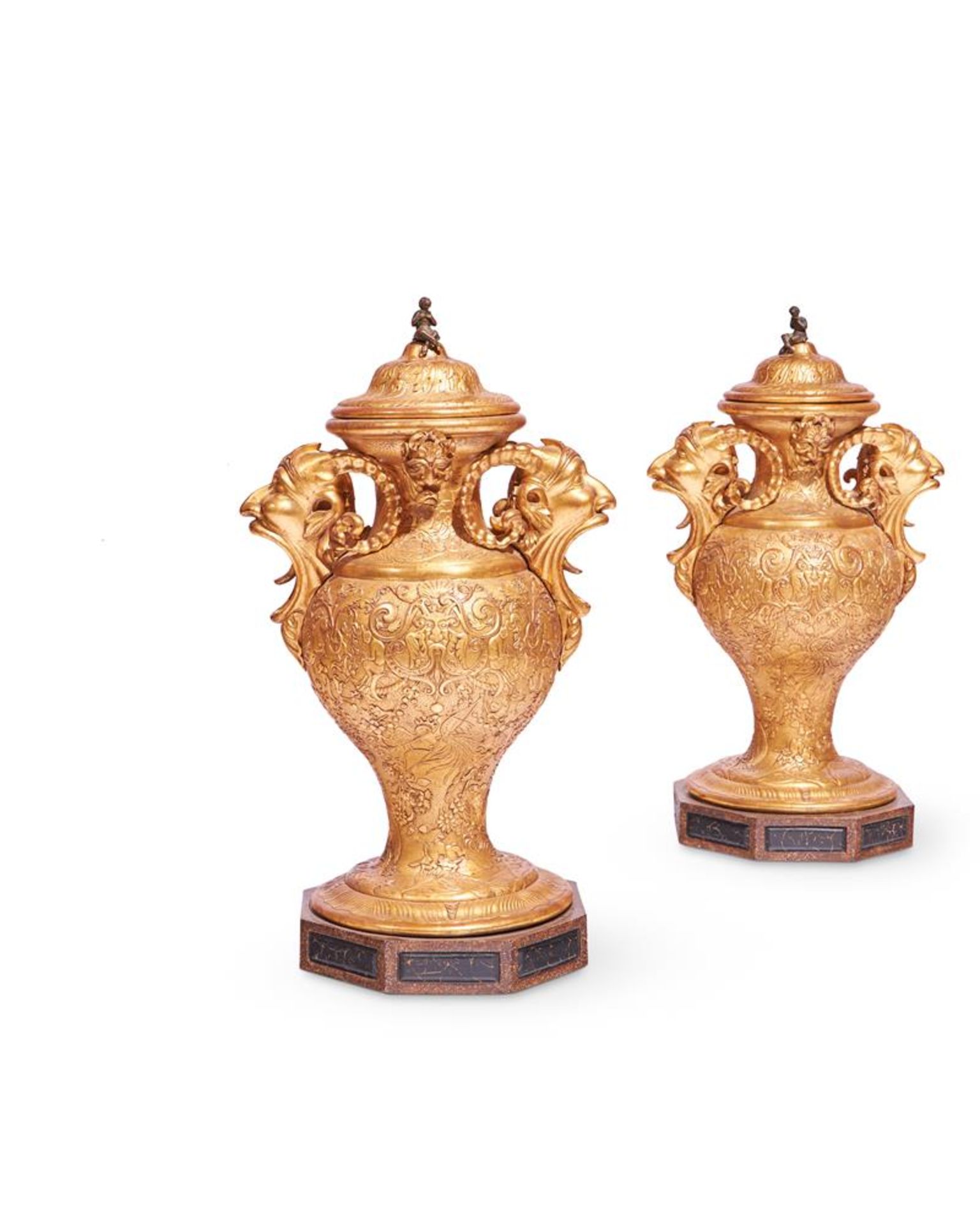 A PAIR OF ITALIAN NEOCLASSICAL GILTWOOD VASES, FLORENCE, SECOND HALF 19TH CENTURY