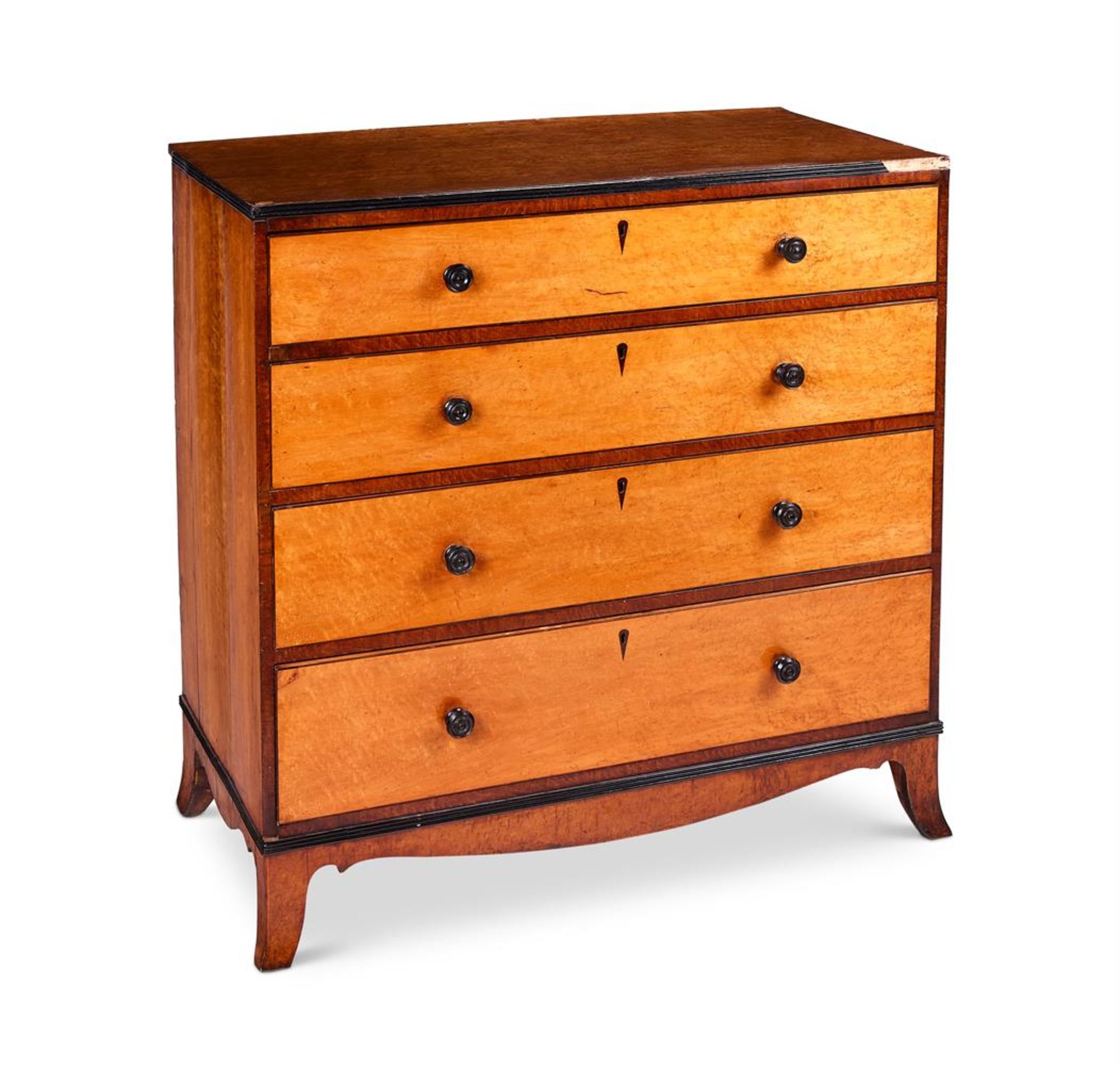 A REGENCY BIRD'S EYE MAPLE AND MAHOGANY CHEST, EARLY 19TH CENTURY