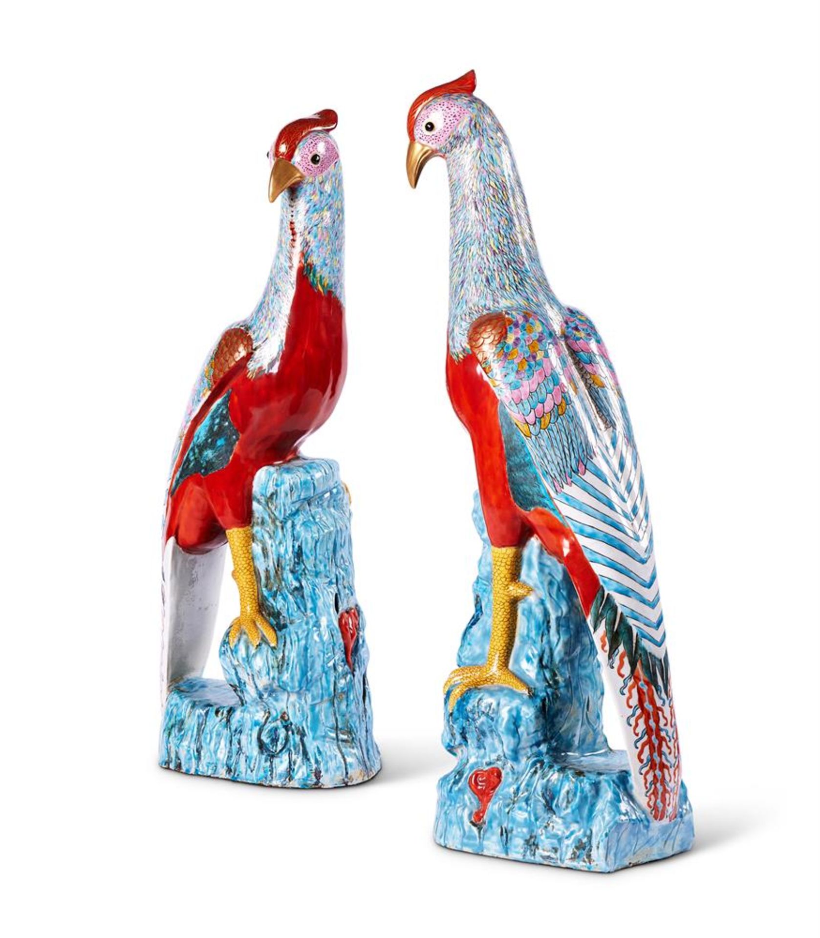 A PAIR OF PORCELAIN PHEASANTS, IN THE MID 18TH CENTURY CHINESE EXPORT MANNER, MODERN
