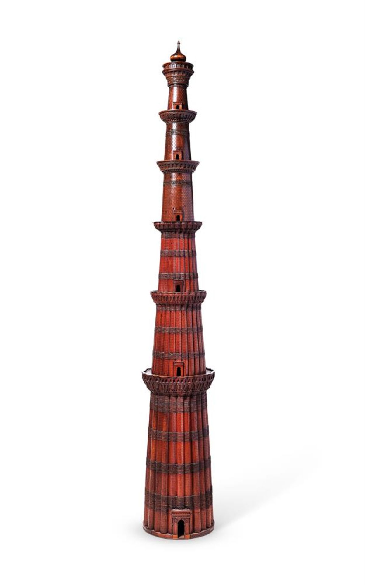AN INDIAN TEAK MODEL OF THE QUTB MINAR, 19TH CENTURY AND LATER