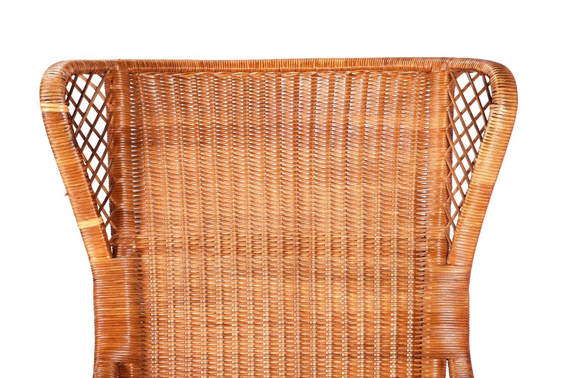 A SET OF FOUR RATTAN OPEN ARMCHAIRS ATTRIBUTED TO EUGENIA ALBERTO REGGIO MANUFACTURED BY CICERI - Image 3 of 4