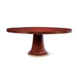 AN ITALIAN BRASS MOUNTED MAHOGANY DINING TABLE ATTRIBUTED TO PAOLO BUFFA (B.1903-1970), CIRCA 1950