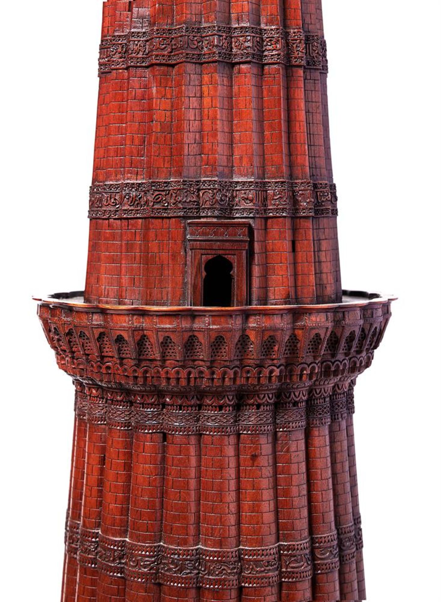 AN INDIAN TEAK MODEL OF THE QUTB MINAR, 19TH CENTURY AND LATER - Image 3 of 5