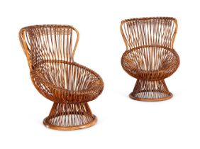 A PAIR OF 'MARGHERITA' RATTAN ARMCHAIRS BY FRANCO ALBINI (B.1905-1977), MANUFACTURED BY BONACINA
