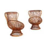 A PAIR OF 'MARGHERITA' RATTAN ARMCHAIRS BY FRANCO ALBINI (B.1905-1977), MANUFACTURED BY BONACINA