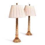 A PAIR OF AMERICAN GILT BRASS LAMPS BY LEO DESIGN PITTSBURG