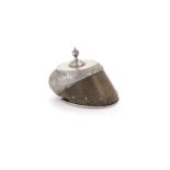 AN AMERICAN SILVER MOUNTED HORSE HOOF PAPER WEIGHTSTAMPED STERLING, BARTON, 19TH CENTURY