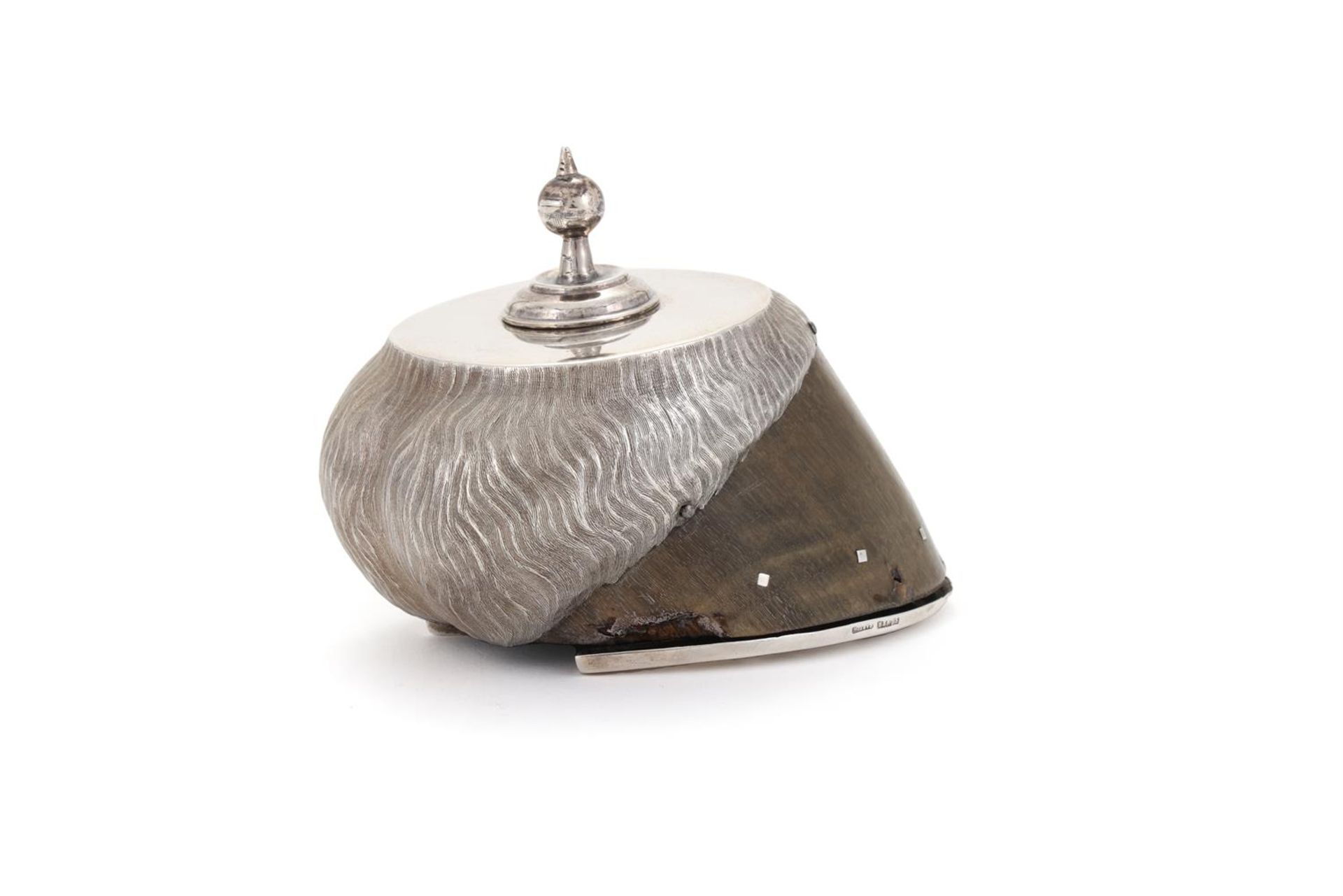 AN AMERICAN SILVER MOUNTED HORSE HOOF PAPER WEIGHTSTAMPED STERLING, BARTON, 19TH CENTURY - Bild 5 aus 5