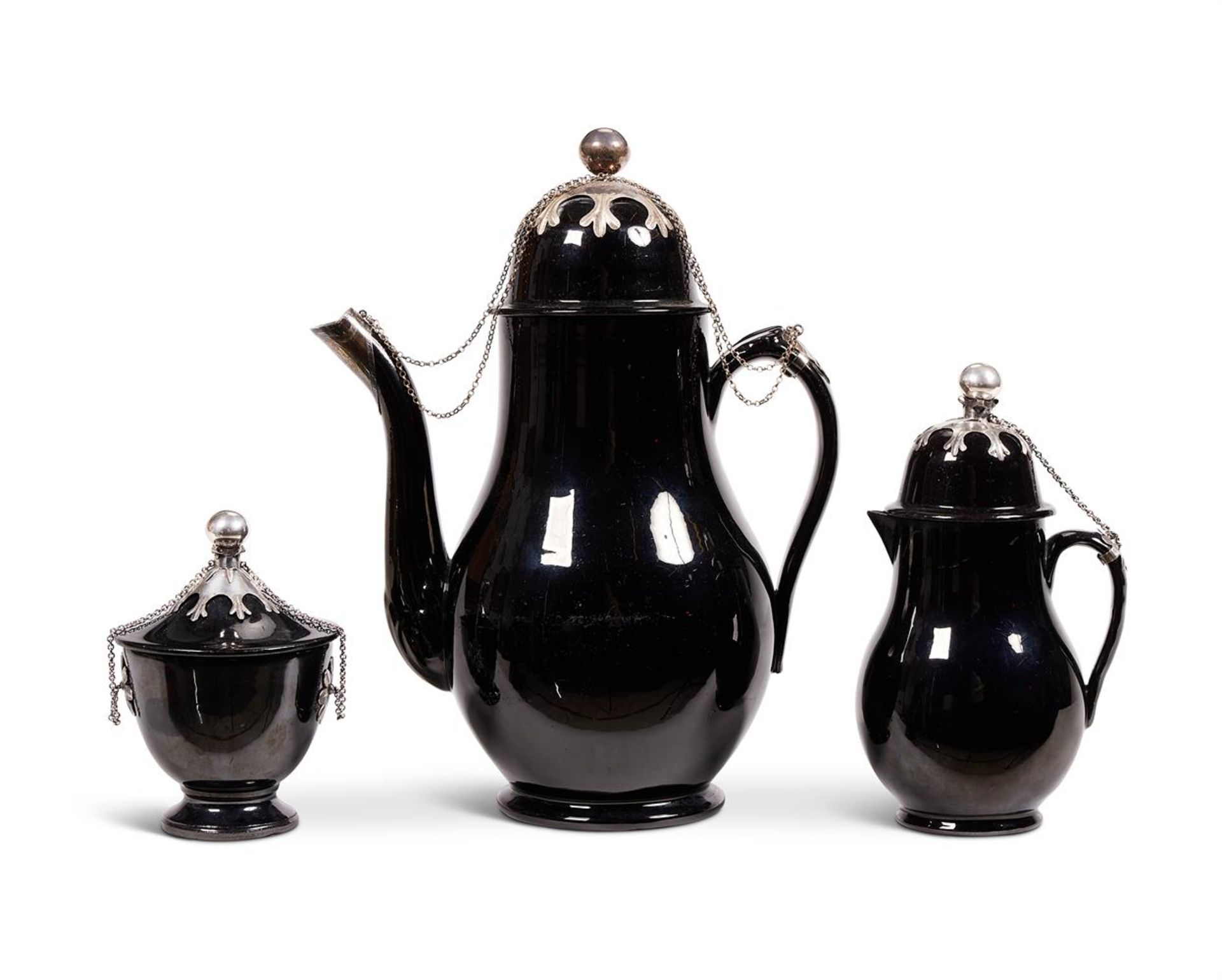 A TRIO OF LOW COUNTRIES BLACK GLAZED POTTERY, (TERRE DE NAMUR)