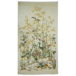 A 'CHINOISERIE' PRINTED SILK PANEL OF CANTONESE STYLE, 20TH CENTURY
