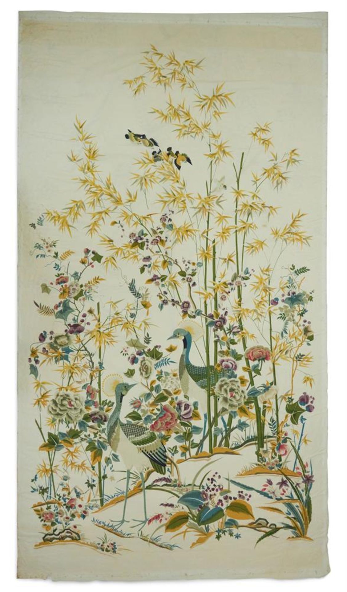 A 'CHINOISERIE' PRINTED SILK PANEL OF CANTONESE STYLE, 20TH CENTURY
