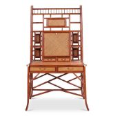 A BAMBOO AND RATTAN SECRETAIRE IN THE NAPOLEON III STYLE MODERN