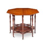 A LATE VICTORIAN MAHOGANY OCTAGONAL CENTRE TABLE, IN THE MANNER OF MORRIS & CO, CIRCA 1890