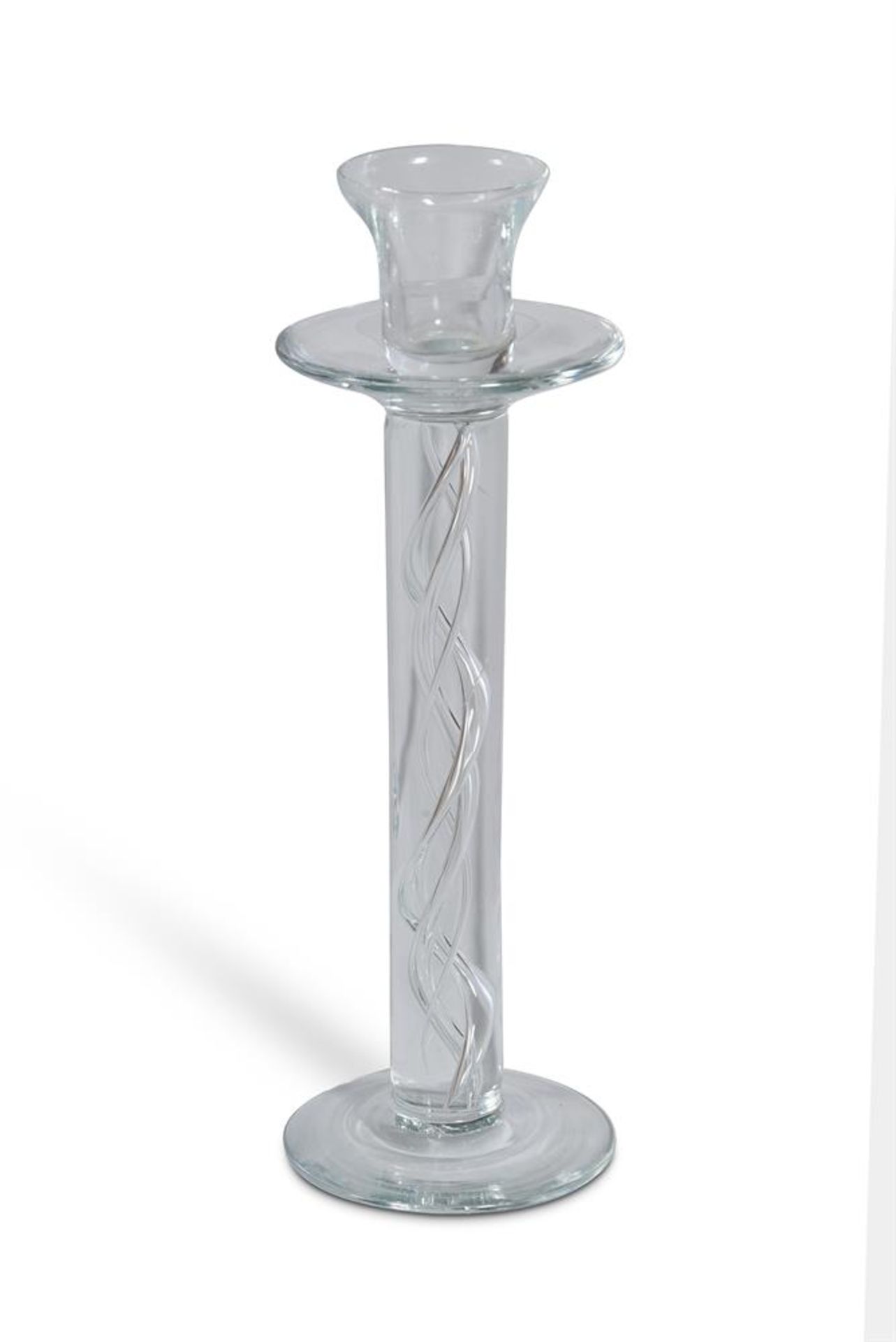 A PAIR OF CLEAR GLASS AIR TWIST STEMMED COLUMNAR CANDLESTICKS - Image 2 of 2