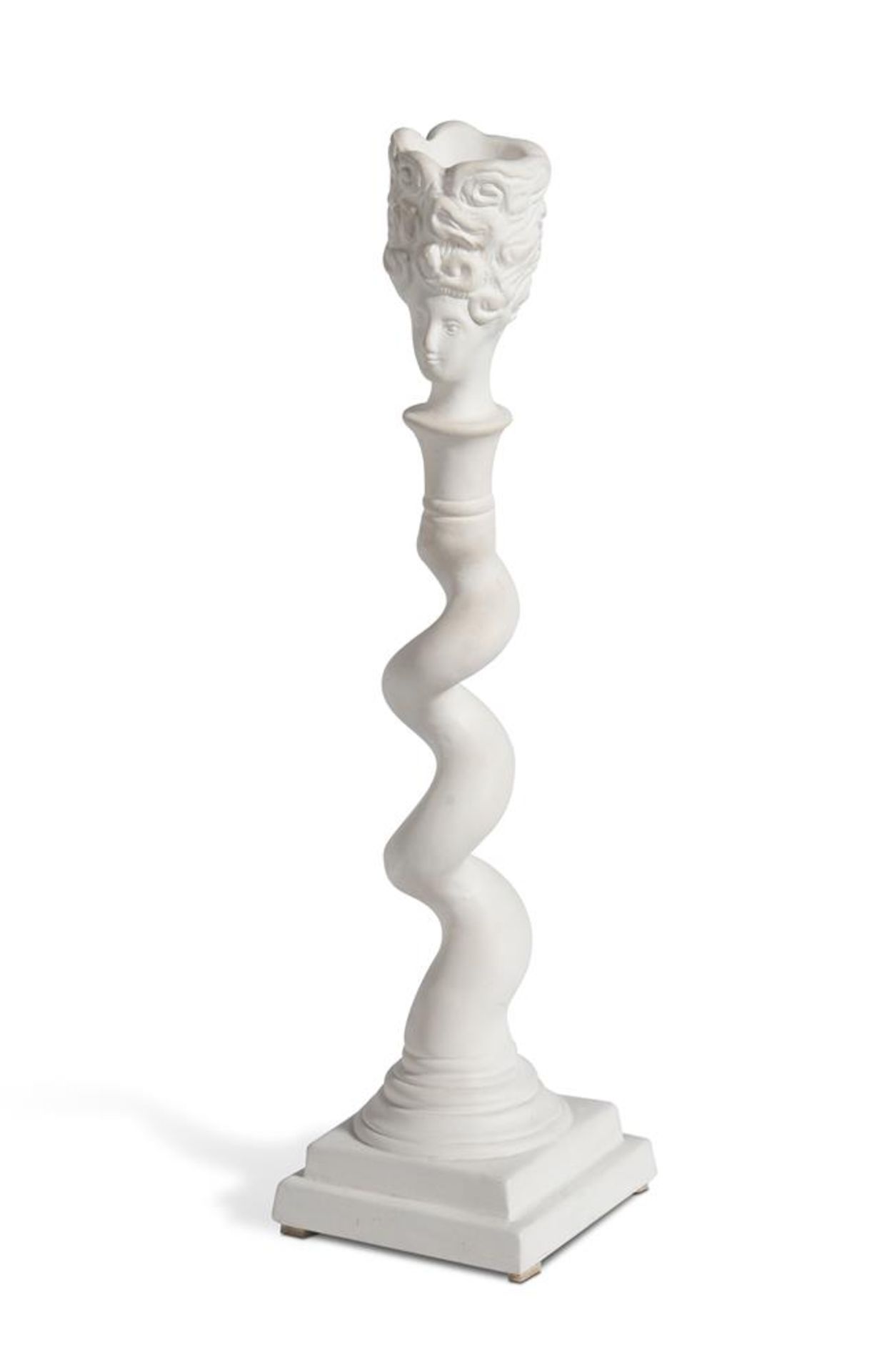 A PAIR OF MOULDED PLASTER FIGURAL CANDLESTICKS, MODERN - Image 2 of 3