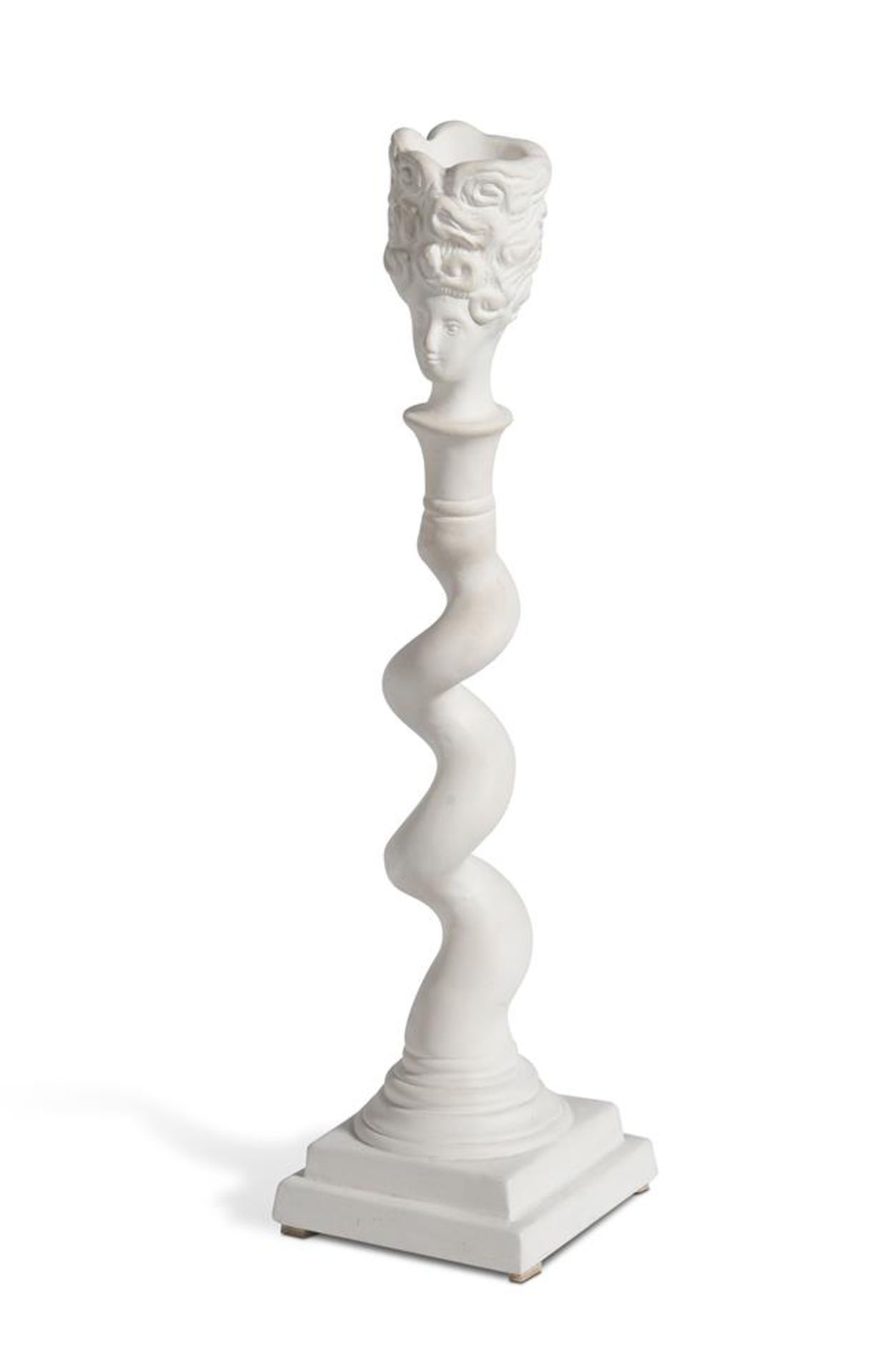 A PAIR OF MOULDED PLASTER FIGURAL CANDLESTICKS, MODERN - Bild 2 aus 3